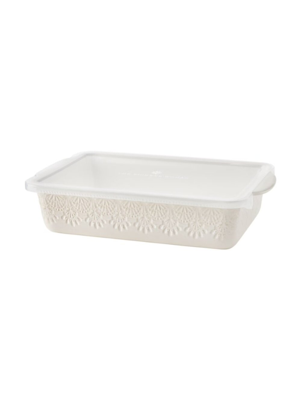 The Pioneer Woman Home White Vintage Lace Ceramic Casserole Baking Lid Dish